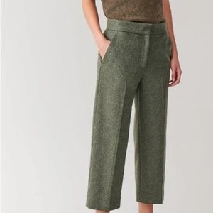 COS Cropped Wool-mix Pants In Green